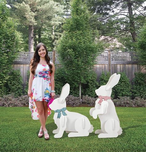2 Large Yard Rabbits Easter Display Easter Bunny Door Wreath Easter