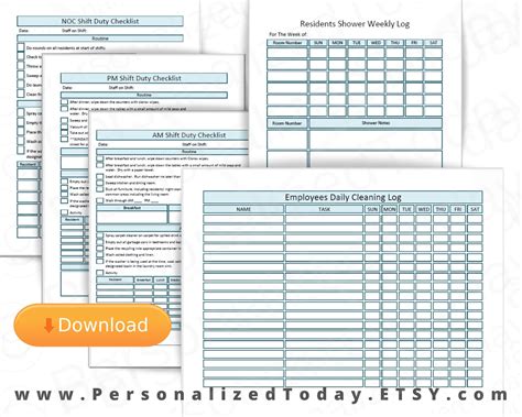 Printable Only Pdfs Assisted Living Caregiving Set Cleaning Schedule