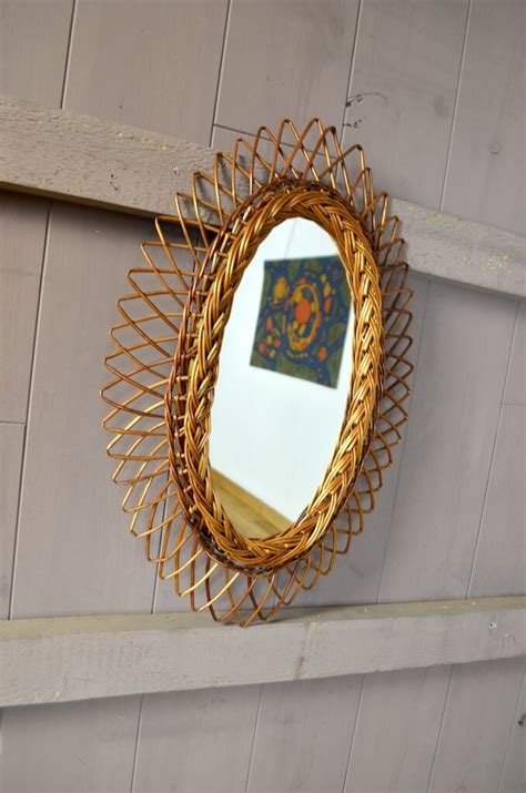 Miroir Ovale en Rotin Vintage années 60 ...