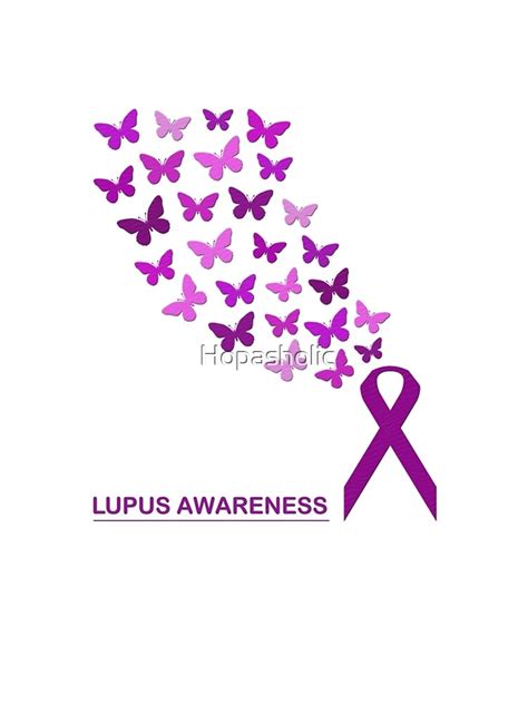 Lupus Awareness Purple Ribbon With Butterflies Flying Graphic T Shirt