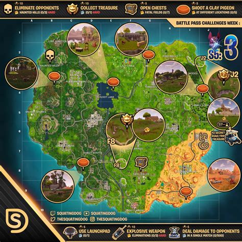 Cheat Sheet Map For Fortnite Battle Royale Season 5 Week 3 Challenges