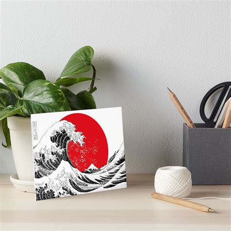 The Great Wave Off Kanagawa Big Red Sun Art Board Print For Sale By