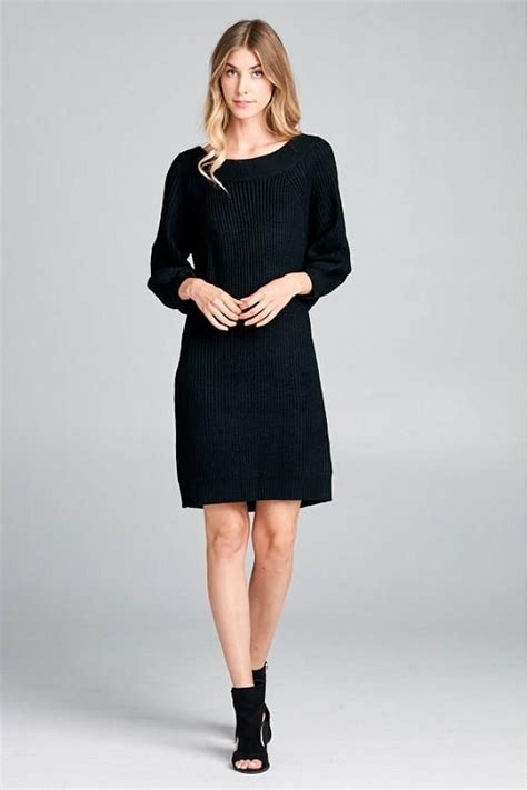 A Mini Black Sweater Dress To Make You Cozy And Cute Sweater Dress