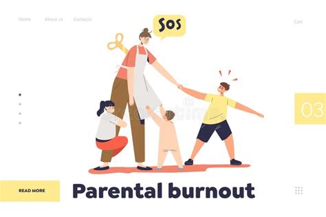 Parental Burnout Concept Of Landing Page With Stressed Sleepy Mom Tired