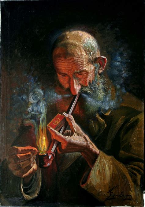 Smoke Painting Oil Painting On Canvas Painting And Drawing Old Man