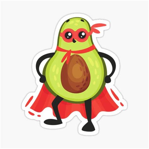 The Cutest Avocado Ever Avocado Super Hero Sticker For Sale By