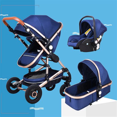 Babyfond Baby Stroller High Landscape Kid Car 3 In 1 Baby Stroller With