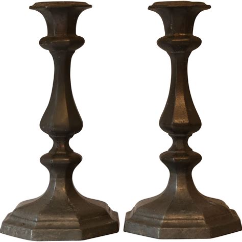 Antique Pewter Hexagonal Candlesticks from englandscountrytreasures on ...