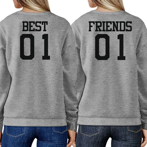 Best 01 And Friend 01 Bff Sweatshirts Friendship Matching Grey Fleece