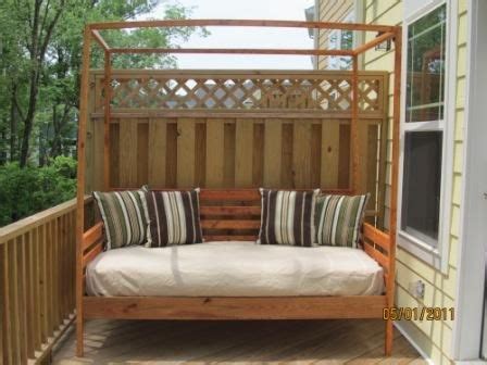 Best patio canopy roofing design ideas, 3d building software and most popular patio designs one of the best additions to any designed deck and patio is a canopy. Outdoor Pine Canopy Daybed | Do It Yourself Home Projects from Ana White | Daybed canopy ...