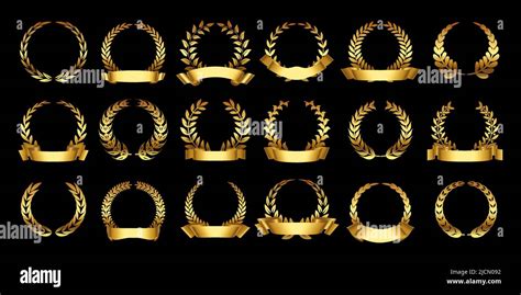 Corona De Laurel De Oro Emblema De Trofeo Romano Emblema De Rama