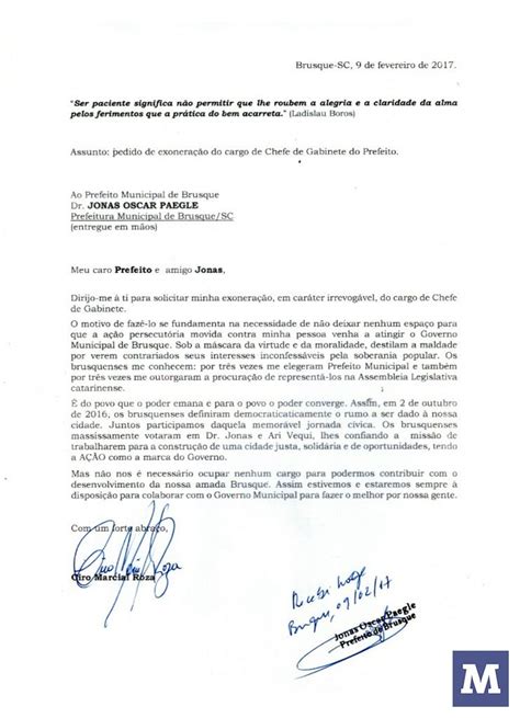 Ciro Roza Entrega Carta De Demissão Ao Prefeito Jonas Paegle