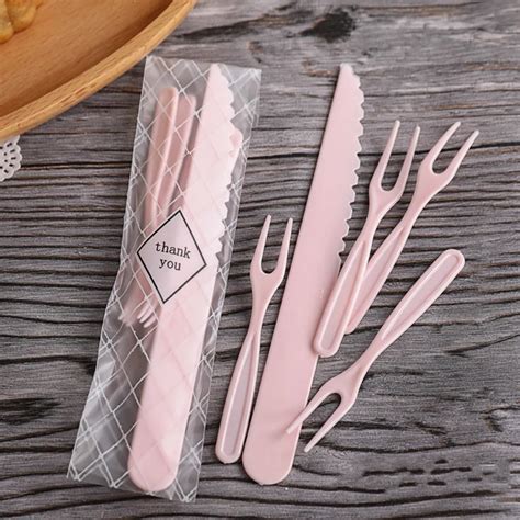 Disposable Plastic Knife And Fork Set Bakery Packaging Party Tableware