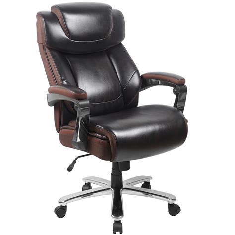 Big And Tall Office Chair Brown Leathersoft Executive Swivel Office