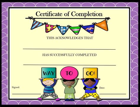 certificate of completion for preschool kindergarten