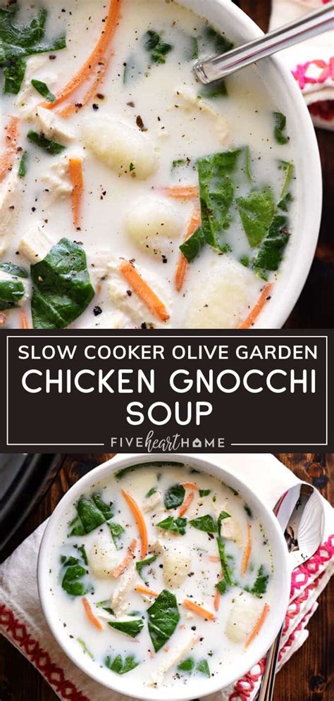 Saute the onion, celery, garlic, carrot in oil over medium heat until onion is translucent. Slow Cooker Olive Garden Chicken Gnocchi Soup | Chicken ...