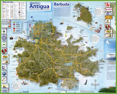 Tourist Map Of Antigua And Barbuda Tourist Map Antigua Barbuda