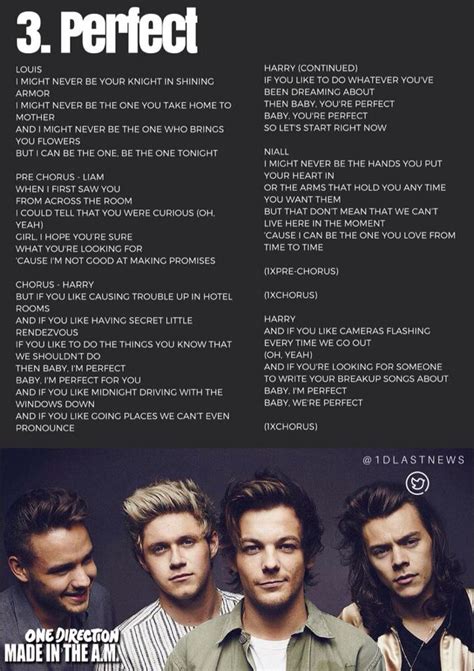 One Direction Perfect Lyrics One Direction Songs One Direction