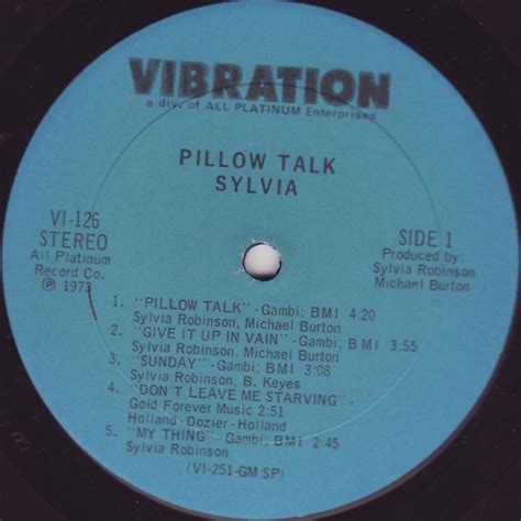 Sylvia Robinson Pillow Talk Vinyl Pussycat Records