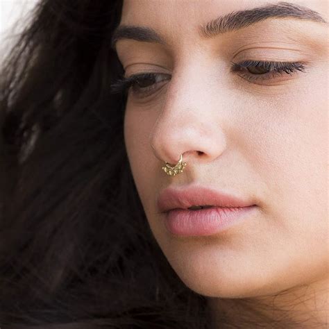 Gold Plated Septum Ring Unique Indian Tribal Style Nose