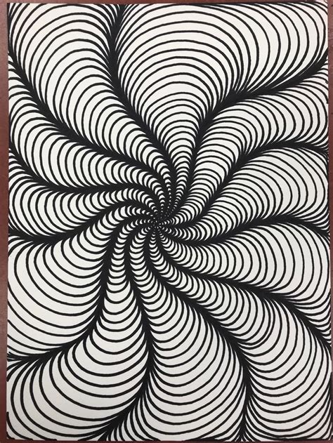 An Abstract Black And White Painting With Swirls In The Center On A