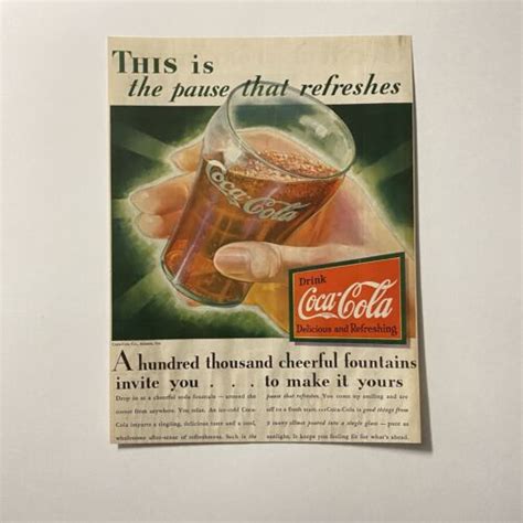 Coca Cola This Is The Pause That Refreshes Soda Pop Print Ad Ebay