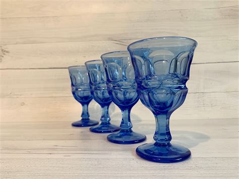 Blue Goblets Fostoria Argus Wine Glasses Blue Argus Cordial Glasses Colored Goblets Set Of