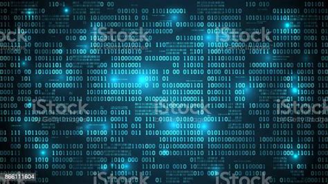 Abstract Futuristic Cyberspace With Binary Code Matrix Background With