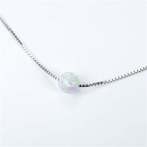 Sterling Silver 6mm Created Opal Choker Necklace 14 1 Extension