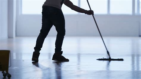 Cleaner Cartoon Images Man Cleaning The Floor In An Exercise Gym