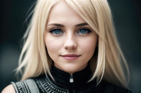 Premium Photo A Woman With Blonde Hair And Blue Eyes Looks Into The