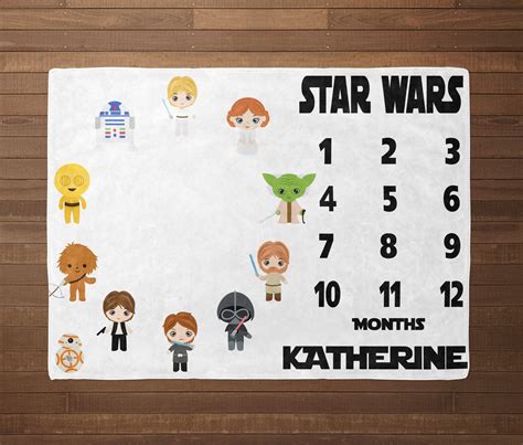 Star Wars Milestone Blanket Personalized Baby Blanket Month By Month
