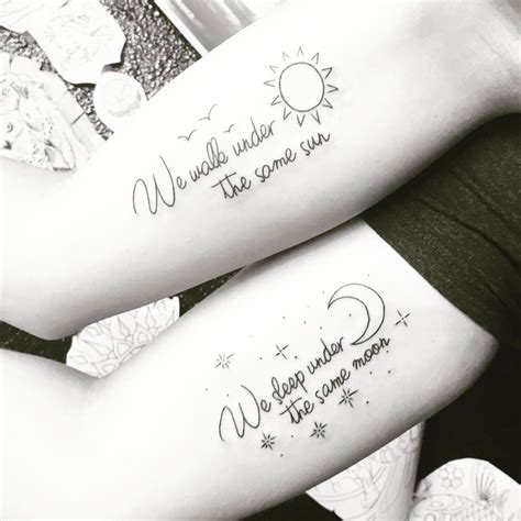 Long Distance Friendship Sun Moon Matching Bestfriend Quoted Tattoos