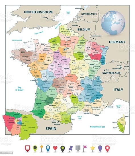 Stadtplan von paris mit den wichtigsten sehenswürdigkeiten. Verwaltungsbezirke Karte Von Frankreich Und Lcdnavigation ...
