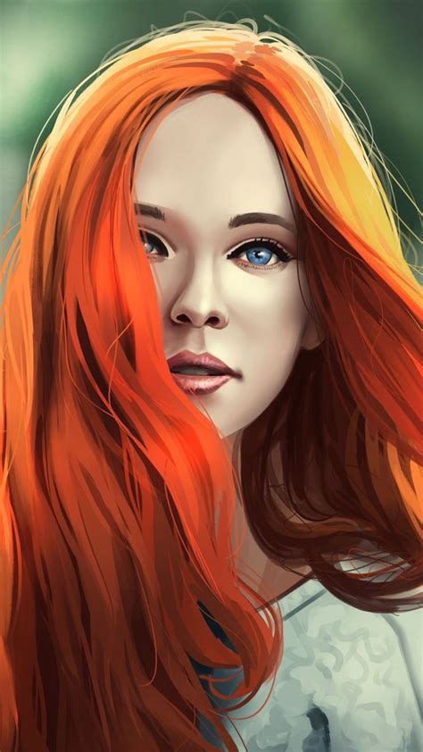 1080x1920 Girl Artwork Pretty Redhead Wallpaper Artwork Art Girl Redhead