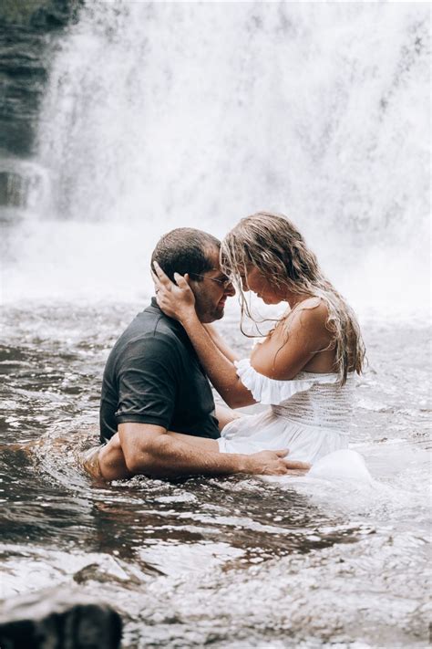 Couples Photoshoot In Waterfall Adventurous Couples Engagement Shoot Ny Elopement Inspiration
