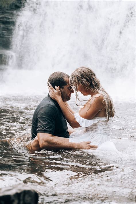 Couples Photoshoot In Waterfall Adventurous Couples Engagement Shoot NY Elopement Inspiration