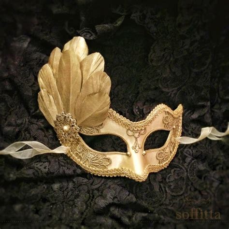 Sequined Gold Masquerade Mask With Rhinestones And Feathers Etsy