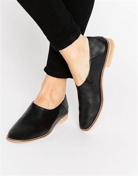 Asos Marrakech Leather Flat Shoes In Black Lyst