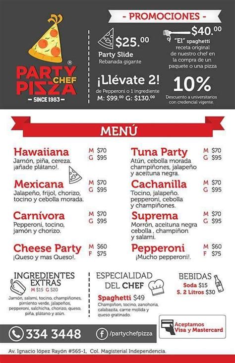 Menu At Party Chef Pizza Restaurant Mexicali