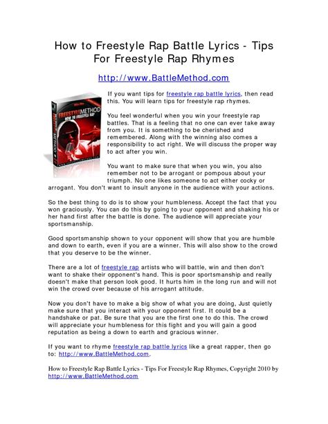 Calaméo How To Freestyle Rap Battle Lyrics Tips For Freestyle Rap Rhymes