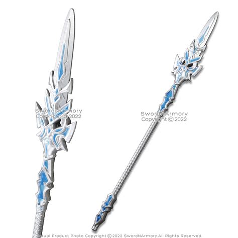 39” Silver Blue Fantasy Spear Staff Foam Anime Video Game Cosplay Prop