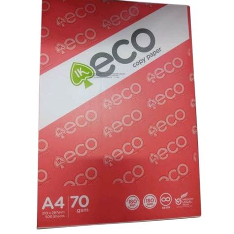 White Ik Eco A4 Size Copier Paper Packaging Size 500 Sheets Per Pack