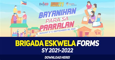 Deped Updated School Brigada Eskwela Forms 2021 Deped Click Cloobx