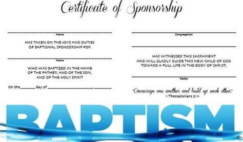 Baptism Sponsor Certificate Template Items Similar To Certificate Of