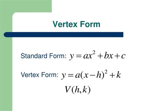 Ppt 75 Vertex Form Of Quadratic Powerpoint Presentation Free