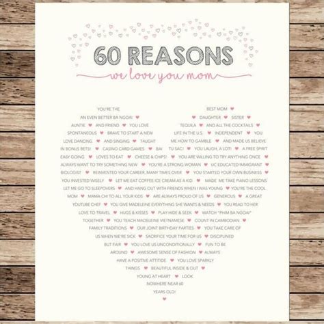 Heart 60 Reasons I Love You 50 Reasons We Love You 40 50 Etsy In 2020