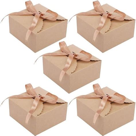 Boite Papier Kraft Marron Avec Ruban Satin Boite Carton Pour Emballage Cadeau Anniversaire