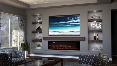Dagr Design Media Wall Calm Tv Above Linear Fireplace Traditional