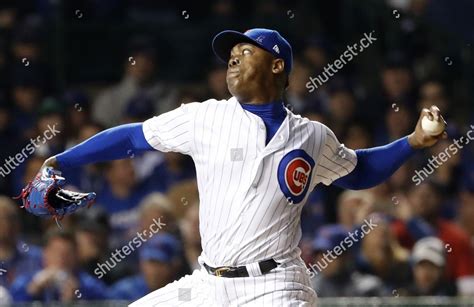 Chicago Cubs Reliever Aroldis Chapman Throws Editorial Stock Photo